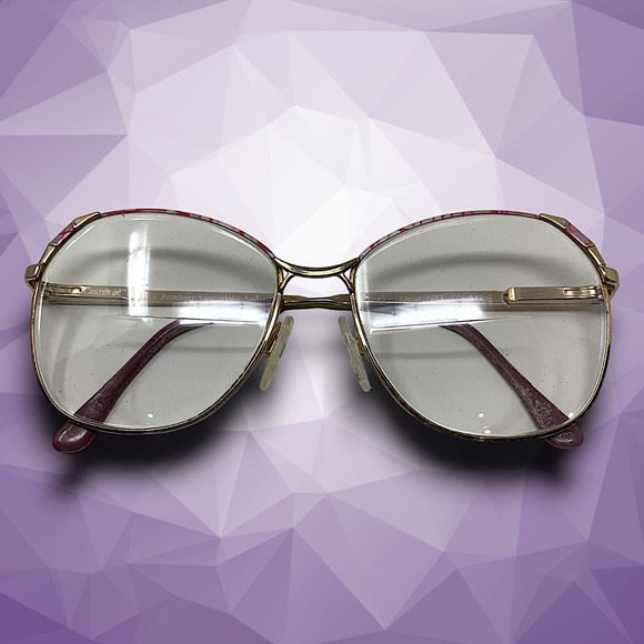 Vtg 80's Marchon Marcolin Fantasy Eyeglass Frames Only Purple & Gold Enamel 7033 - Picture 1 of 11
